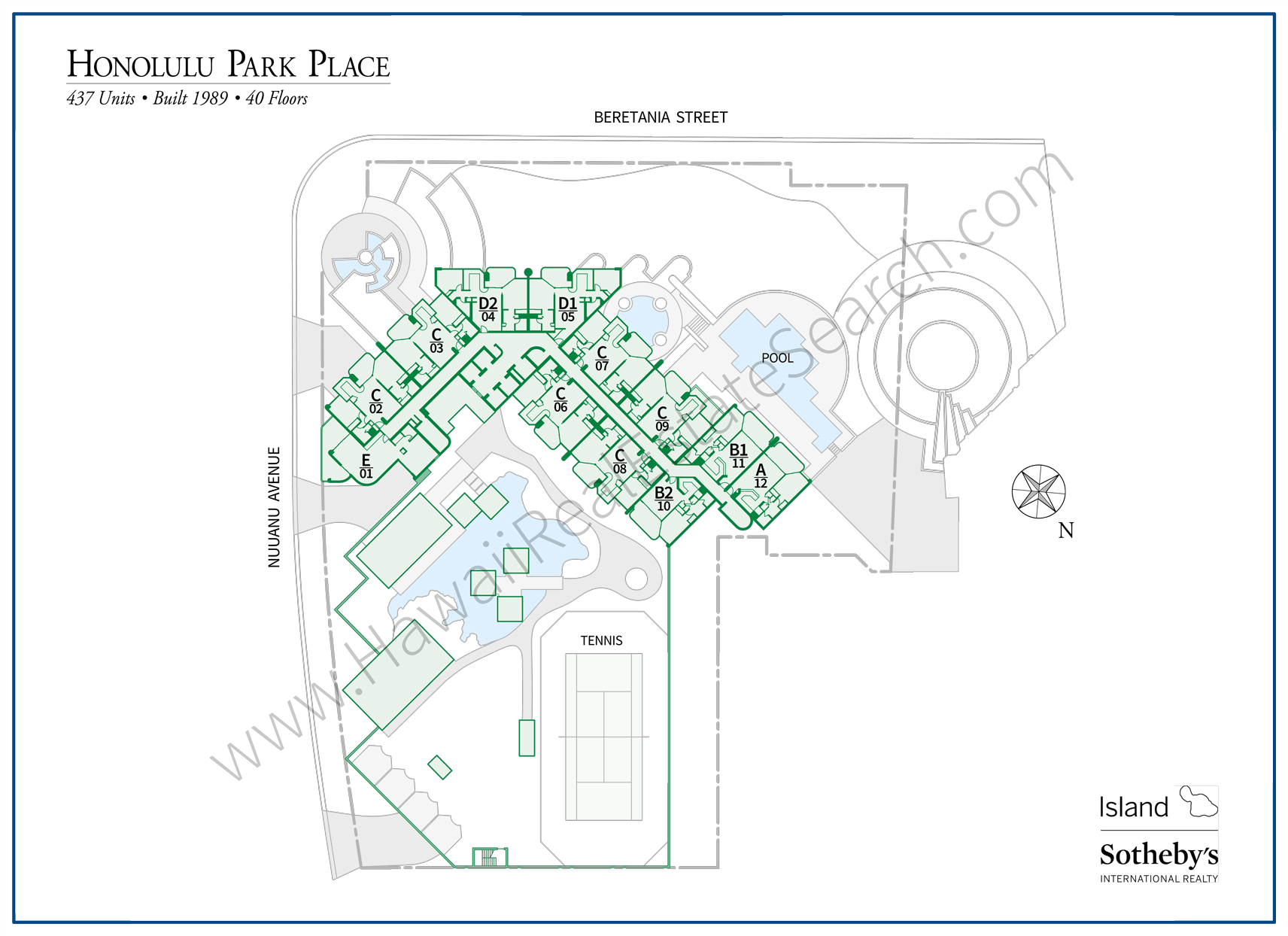 Map of Honolulu Park Place Condominium